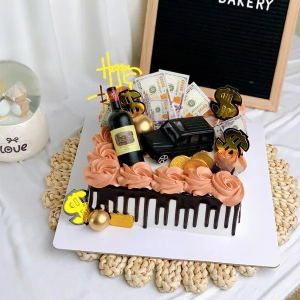 Bánh sinh nhật hình vuông tone đen